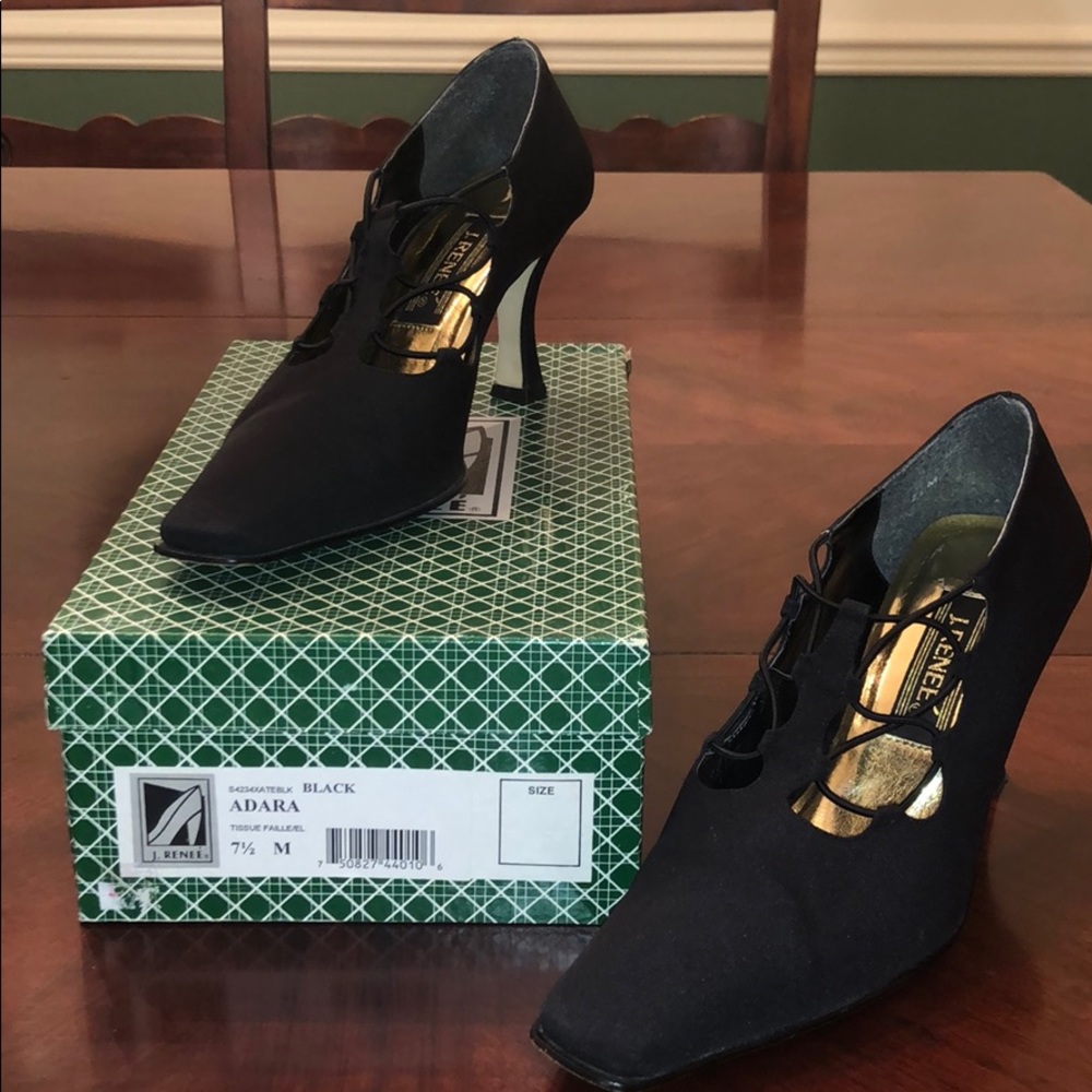 Black high heeled shoes